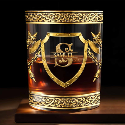 To Dad Sometimes You Forget You Are Awesome Medieval Shield And Axes - Personalized Custom Whiskey Glass - DAD326_RWG
