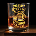 Our First Father's Day Daddy Together Cheers Baby Bottle And Beer Mug - Personalized Custom Whiskey Glass - DAD385_RWG