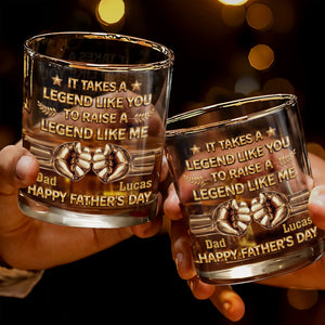 It Takes A Legend Like You To Raise A Legend Like Me Fist Bump - Personalized Custom Whiskey Glass - DAD420_RWG