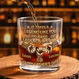 It Takes A Legend Like You To Raise A Legend Like Me Fist Bump - Personalized Custom Whiskey Glass - DAD420_RWG