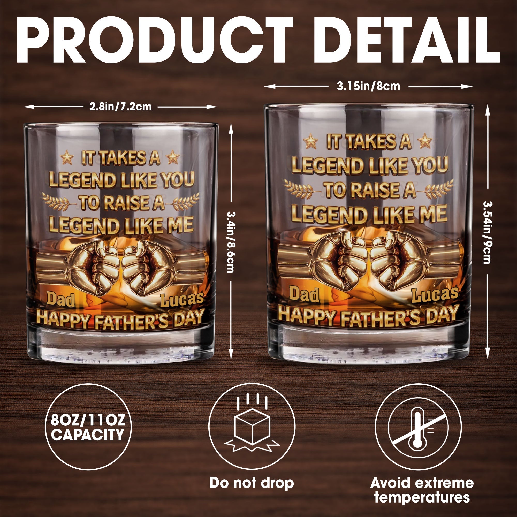 It Takes A Legend Like You To Raise A Legend Like Me Fist Bump - Personalized Custom Whiskey Glass - DAD420_RWG