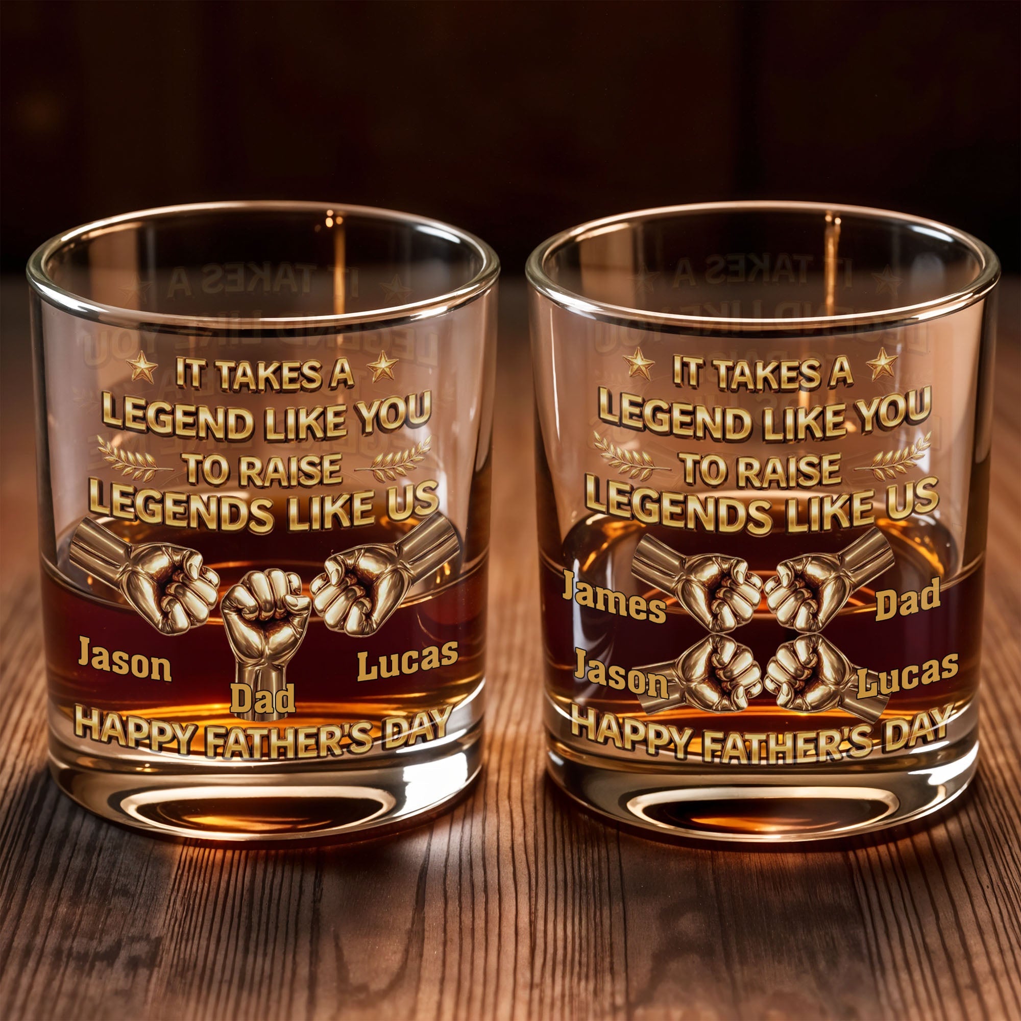 It Takes A Legend Like You To Raise A Legend Like Me Fist Bump - Personalized Custom Whiskey Glass - DAD420_RWG