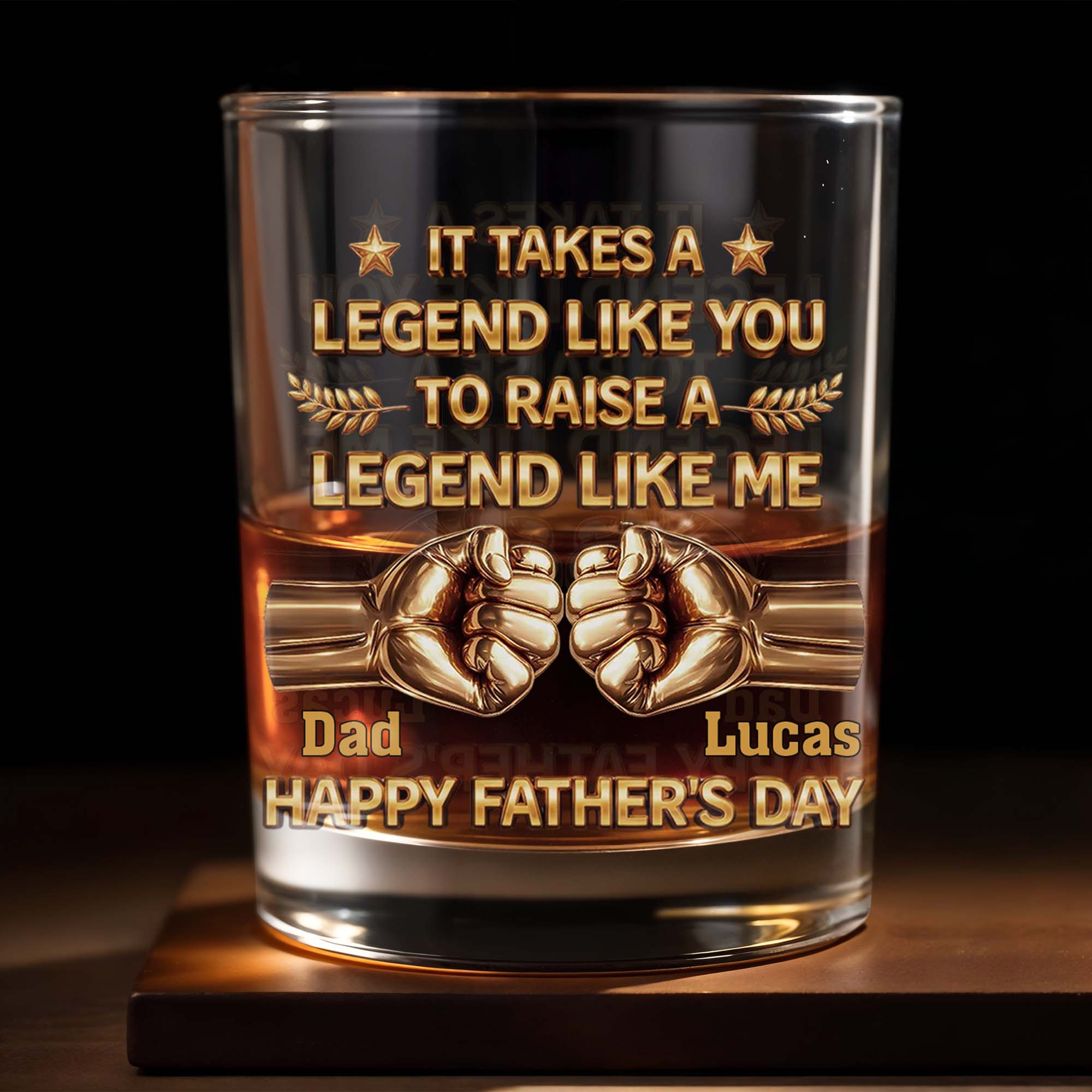 It Takes A Legend Like You To Raise A Legend Like Me Fist Bump - Personalized Custom Whiskey Glass - DAD420_RWG