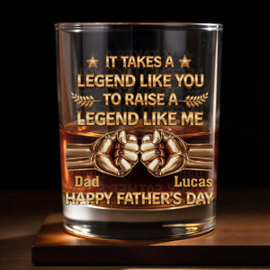 It Takes A Legend Like You To Raise A Legend Like Me Fist Bump - Personalized Custom Whiskey Glass - DAD420_RWG