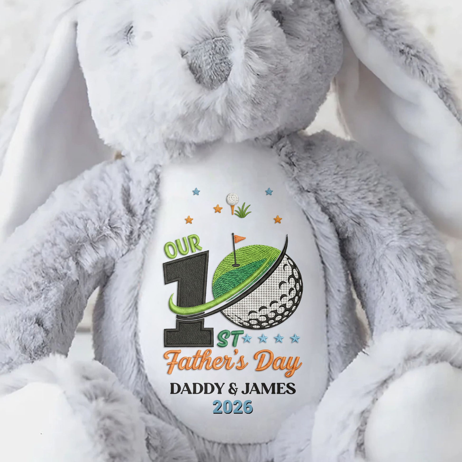 Our 1st Father's Day Golf Ball And Flag Design - Personalized Stuffed Bunny - DAD435_BUN