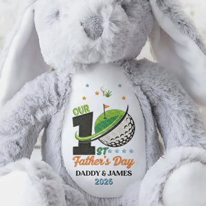 Our 1st Father's Day Golf Ball And Flag Design - Personalized Stuffed Bunny - DAD435_BUN