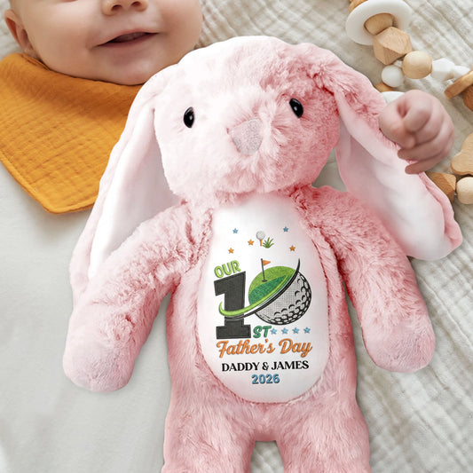 Our 1st Father's Day Golf Ball And Flag Design - Personalized Stuffed Bunny - DAD435_BUN