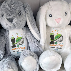 Our 1st Father's Day Golf Ball And Flag Design - Personalized Stuffed Bunny - DAD435_BUN