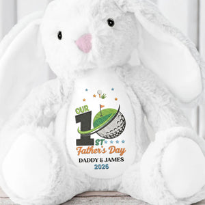 Our 1st Father's Day Golf Ball And Flag Design - Personalized Stuffed Bunny - DAD435_BUN