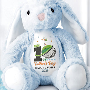 Our 1st Father's Day Golf Ball And Flag Design - Personalized Stuffed Bunny - DAD435_BUN