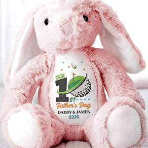 Our 1st Father's Day Golf Ball And Flag Design - Personalized Stuffed Bunny - DAD435_BUN