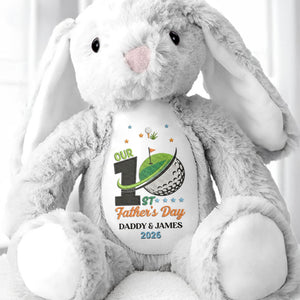 Our 1st Father's Day Golf Ball And Flag Design - Personalized Stuffed Bunny - DAD435_BUN