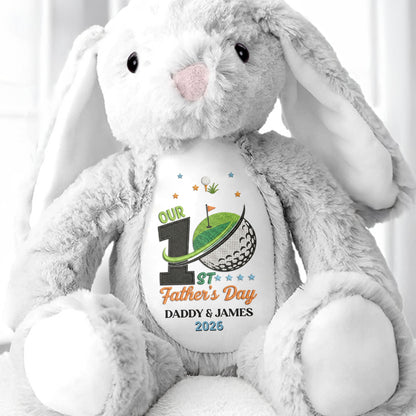 Our 1st Father's Day Golf Ball And Flag Design - Personalized Stuffed Bunny - DAD435_BUN