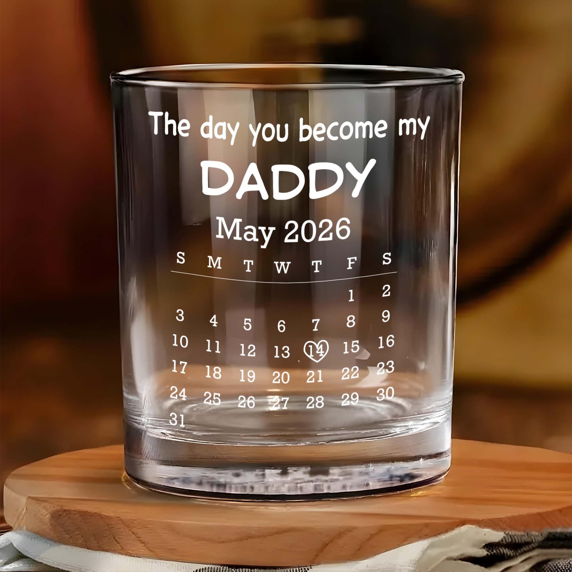 The Day You Become My Daddy Calendar And Holding Hands - Personalized Whiskey Glass - DAD483_PRIWI
