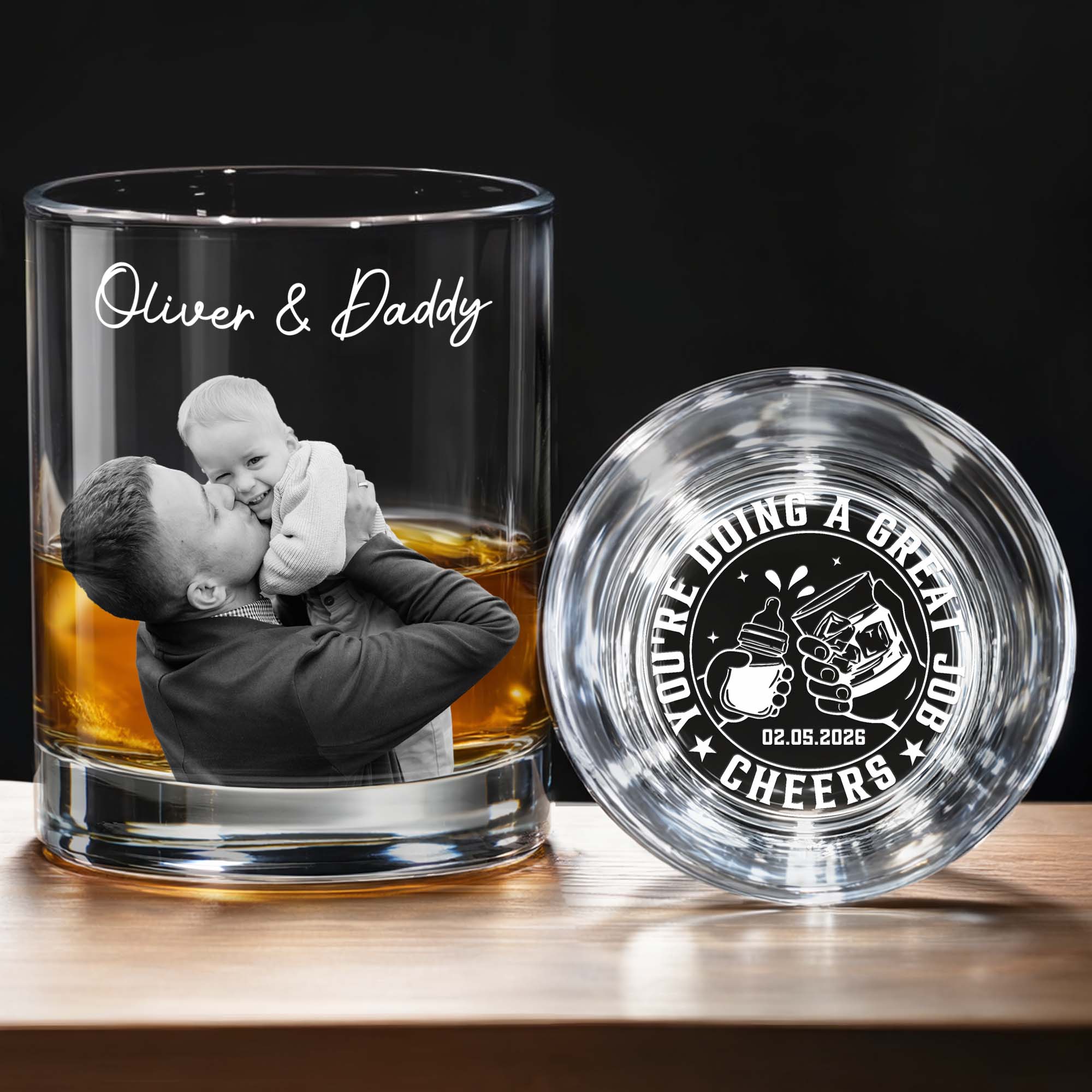 You're Doing A Great Job Cheers Custom Photo Whiskey Glass - Personalized Whiskey Glass - DAD484_PRIWI