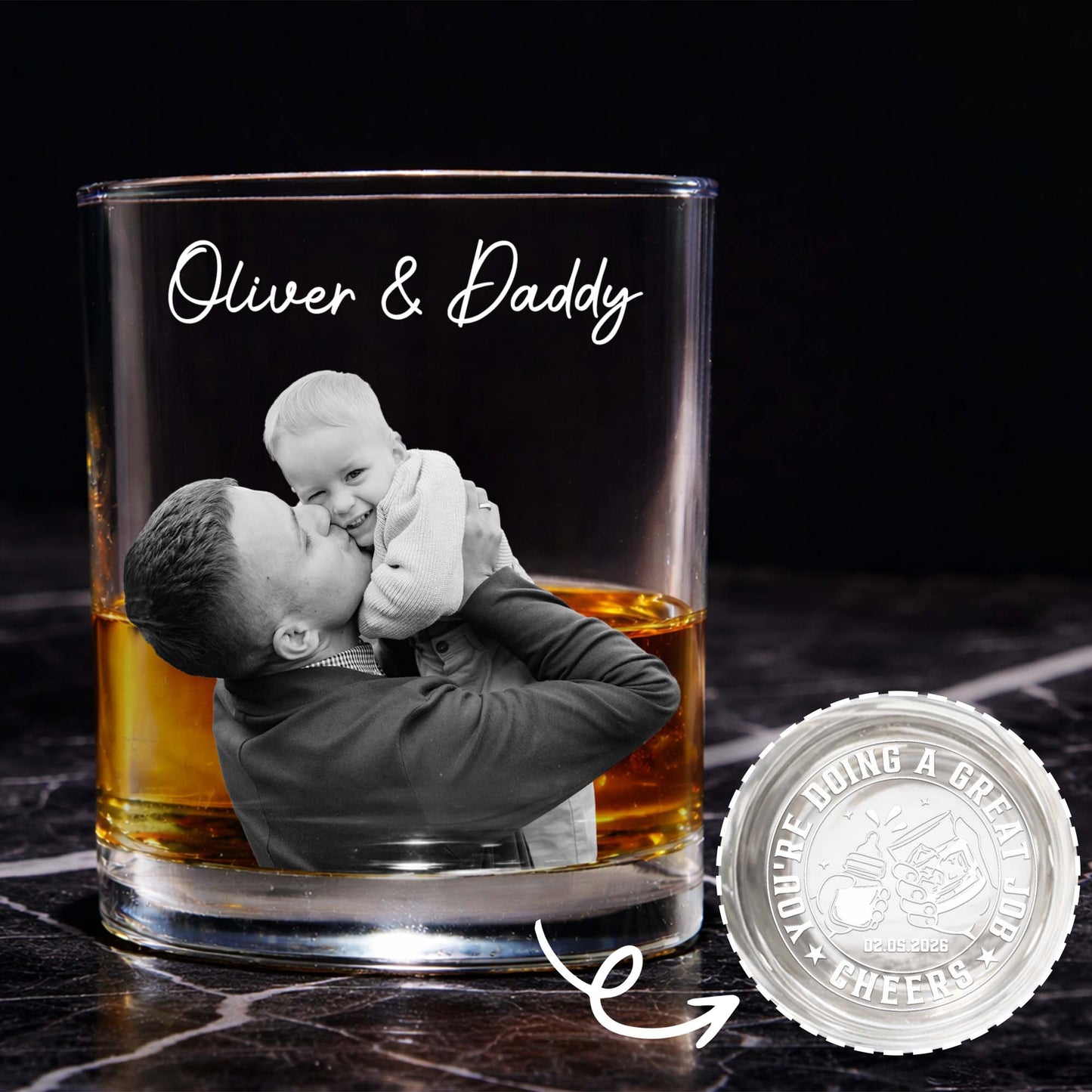You're Doing A Great Job Cheers Custom Photo Whiskey Glass - Personalized Whiskey Glass - DAD484_PRIWI