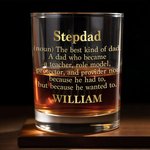 Stepdad The Best Kind Of Dad Gold Definition - Personalized Custom Whiskey Glass - DAD485_RWG