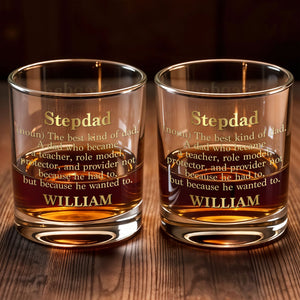 Stepdad The Best Kind Of Dad Gold Definition - Personalized Custom Whiskey Glass - DAD485_RWG
