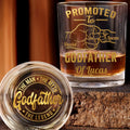Promoted To Godfather The Man The Myth The Legend Fist Bump - Personalized Whiskey Glass - DAD499_PRIWI
