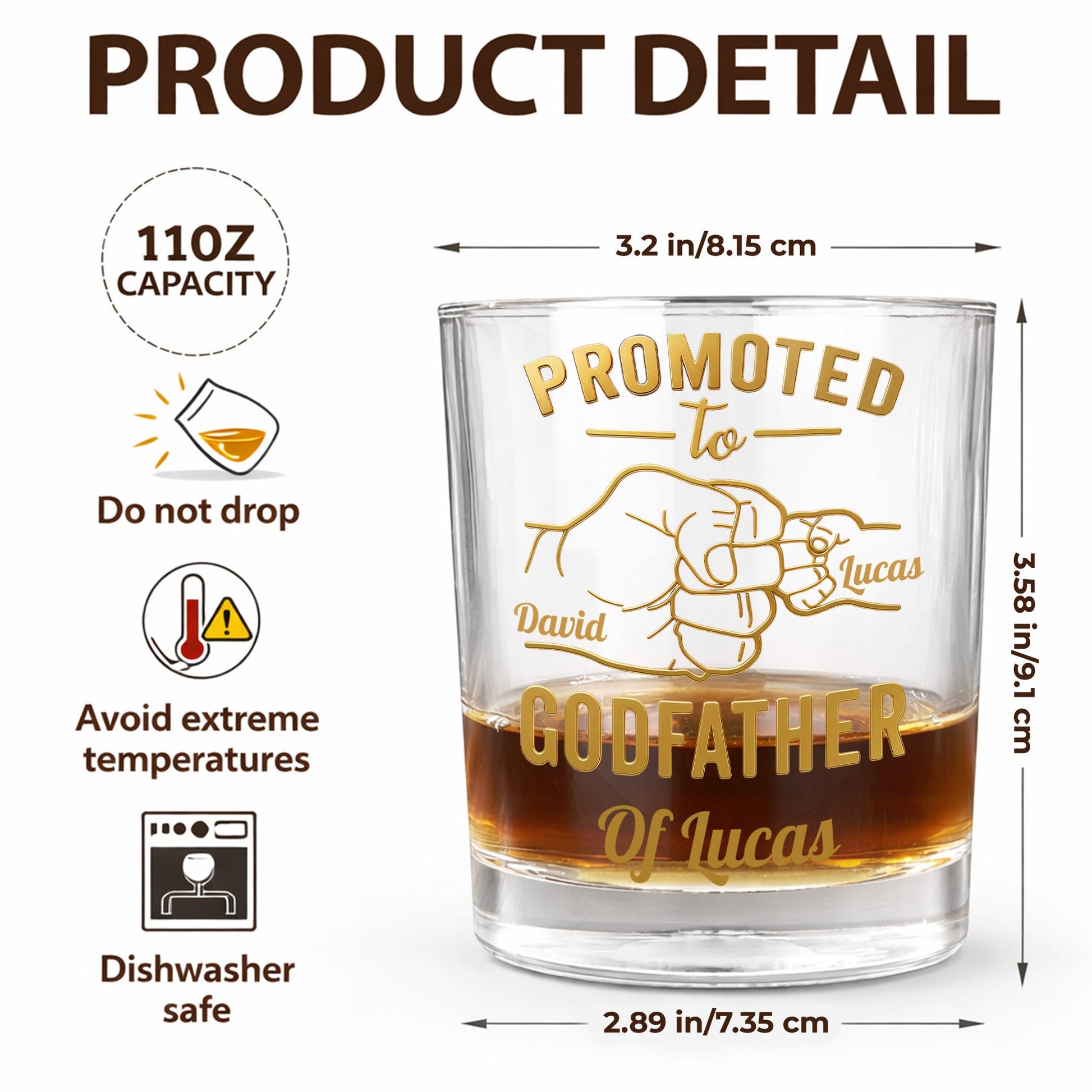 Promoted To Godfather The Man The Myth The Legend Fist Bump - Personalized Whiskey Glass - DAD499_PRIWI