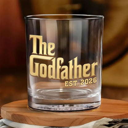 Will You Be My Godfather The Godfather Custom Golden Lettering - Personalized Whiskey Glass - DAD500_PRIWI