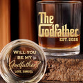 Will You Be My Godfather The Godfather Custom Golden Lettering - Personalized Whiskey Glass - DAD500_PRIWI