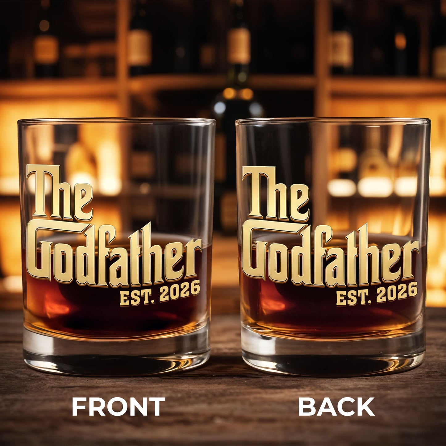 Will You Be My Godfather The Godfather Custom Golden Lettering - Personalized Whiskey Glass - DAD500_PRIWI