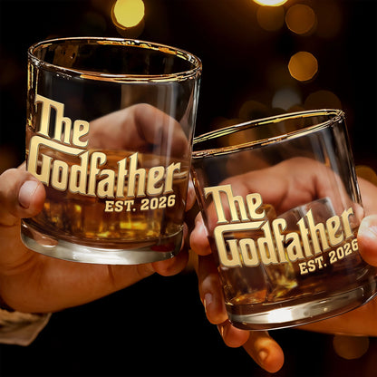 Will You Be My Godfather The Godfather Custom Golden Lettering - Personalized Whiskey Glass - DAD500_PRIWI