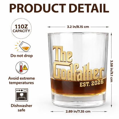 Will You Be My Godfather The Godfather Custom Golden Lettering - Personalized Whiskey Glass - DAD500_PRIWI
