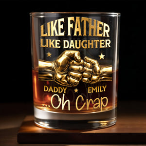 Like Father Like Daughter Oh Crap Fist Bump Design - Personalized Custom Whiskey Glass - DAD545_RWG