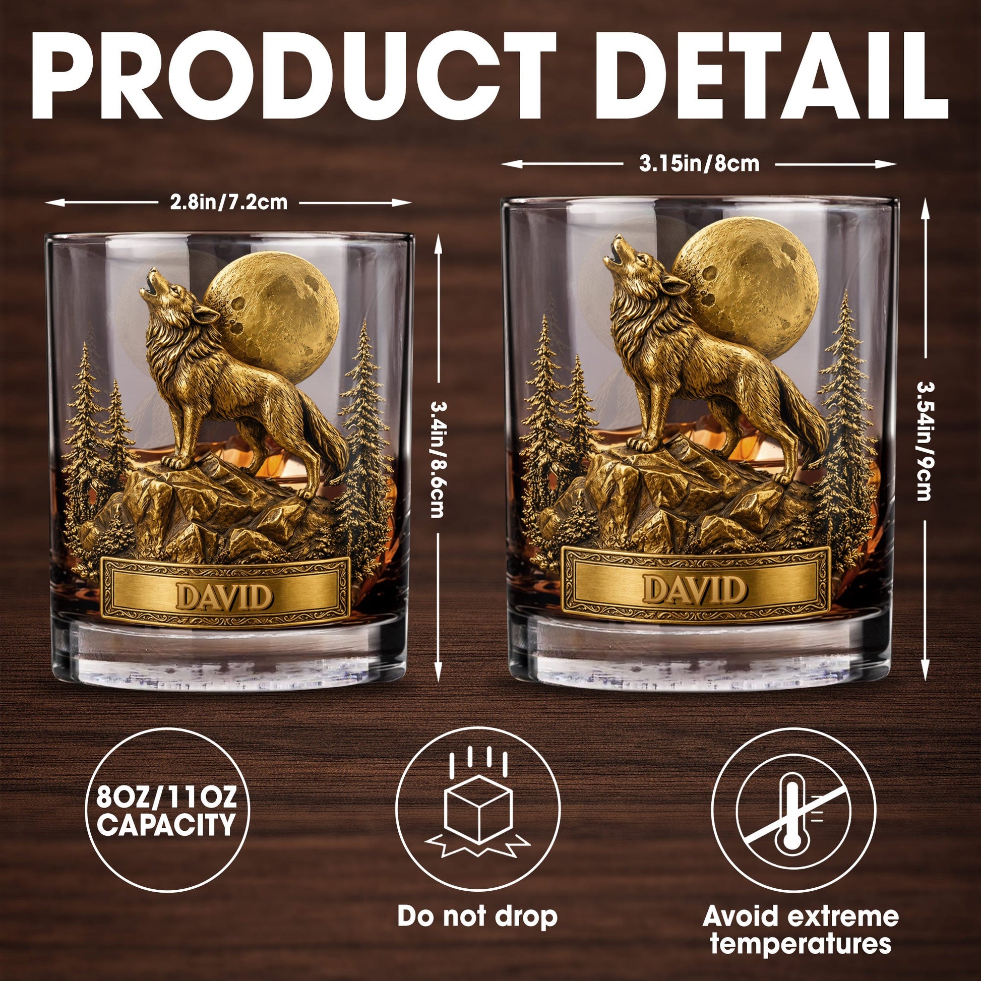 Spirit Of The Wild Howling Wolf And Full Moon - Personalized Custom Whiskey Glass - DAD566_RWG