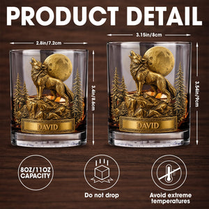 Spirit Of The Wild Howling Wolf And Full Moon - Personalized Custom Whiskey Glass - DAD566_RWG
