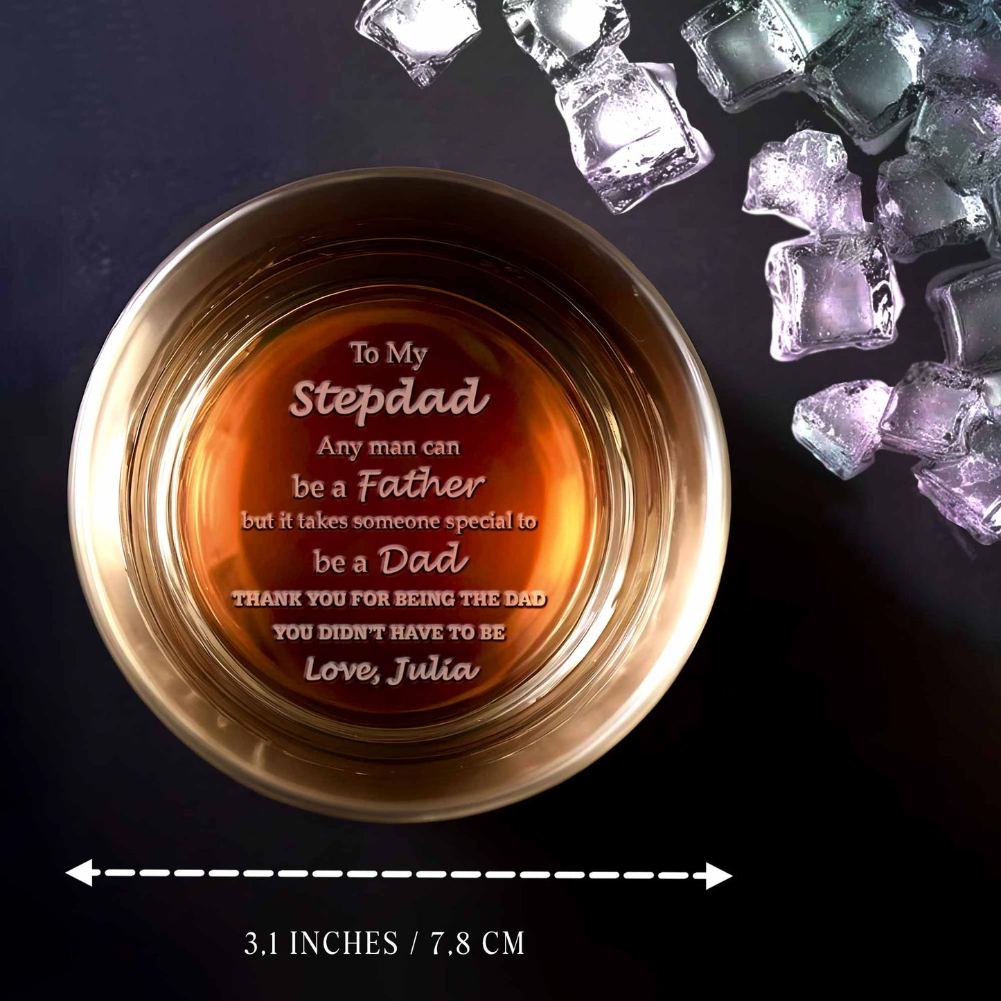 To My Stepdad, Any Man Can Be A Father Special Dad Typography - Personalized Engraved Whiskey Glass - DAD570_EWG