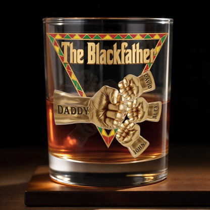 The Blackfather Featuring Fist Bump Design And Custom Members - Personalized Custom Whiskey Glass - DAD572_RWG