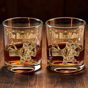 The Blackfather Featuring Fist Bump Design And Custom Members - Personalized Custom Whiskey Glass - DAD572_RWG