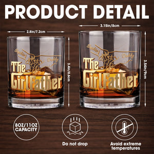 The Girl Father With Holding Hands Pinky Swear Design - Personalized Custom Whiskey Glass - DAD586_RWG