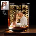 Best Dad Ever Custom Photo And Gold Lettering - Personalized Custom Whiskey Glass - DAD603_RWG