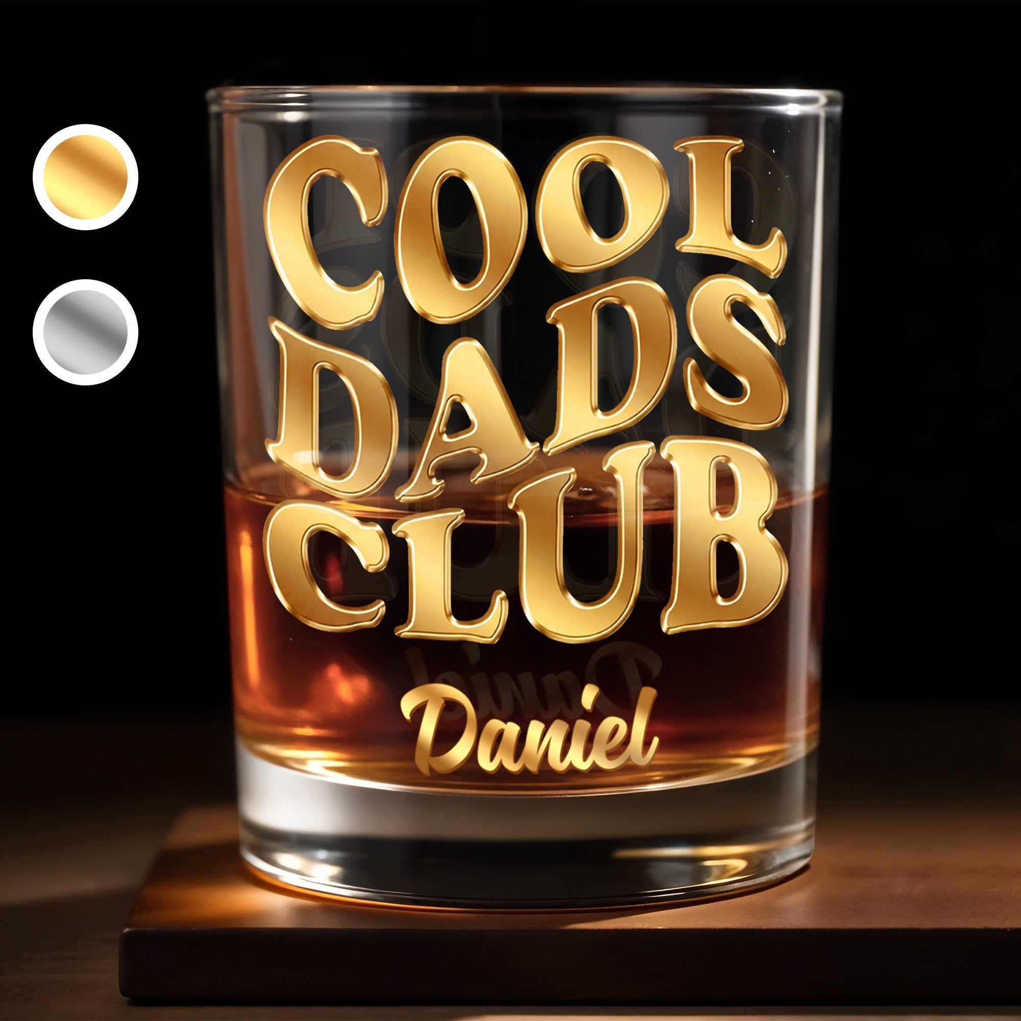 Cool Dads Club Personalized Custom Name Typography - Personalized Custom Whiskey Glass - DAD605_RWG