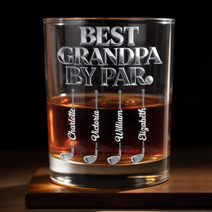 Best Grandpa By Par Custom Golf Clubs And Ball - Personalized Custom Whiskey Glass - DAD671_RWG