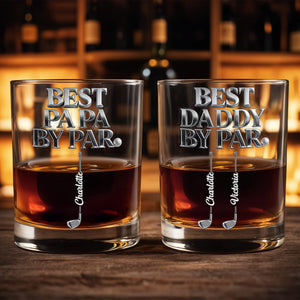 Best Grandpa By Par Custom Golf Clubs And Ball - Personalized Custom Whiskey Glass - DAD671_RWG
