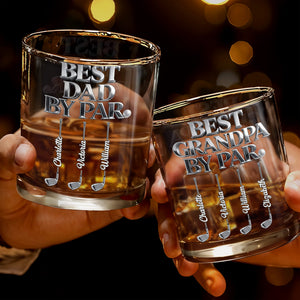 Best Grandpa By Par Custom Golf Clubs And Ball - Personalized Custom Whiskey Glass - DAD671_RWG