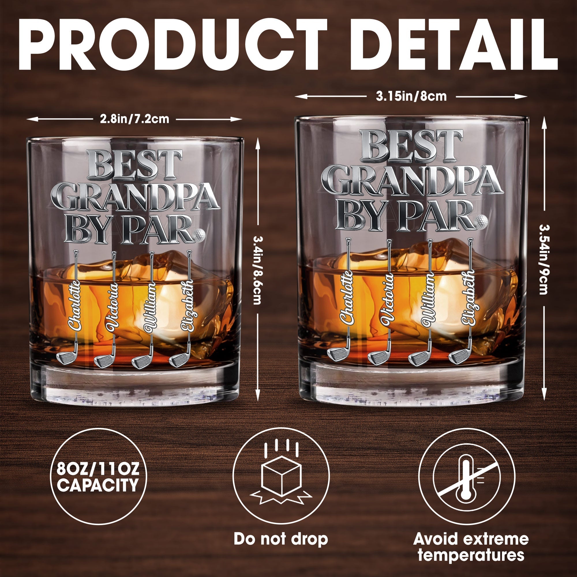 Best Grandpa By Par Custom Golf Clubs And Ball - Personalized Custom Whiskey Glass - DAD671_RWG