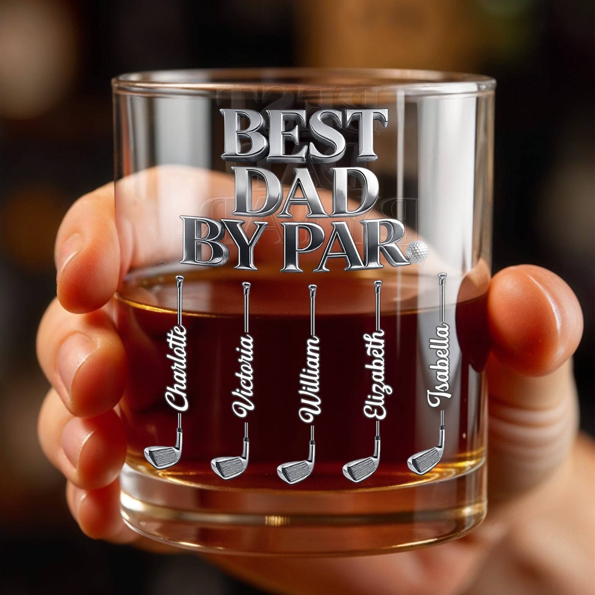 Best Grandpa By Par Custom Golf Clubs And Ball - Personalized Custom Whiskey Glass - DAD671_RWG