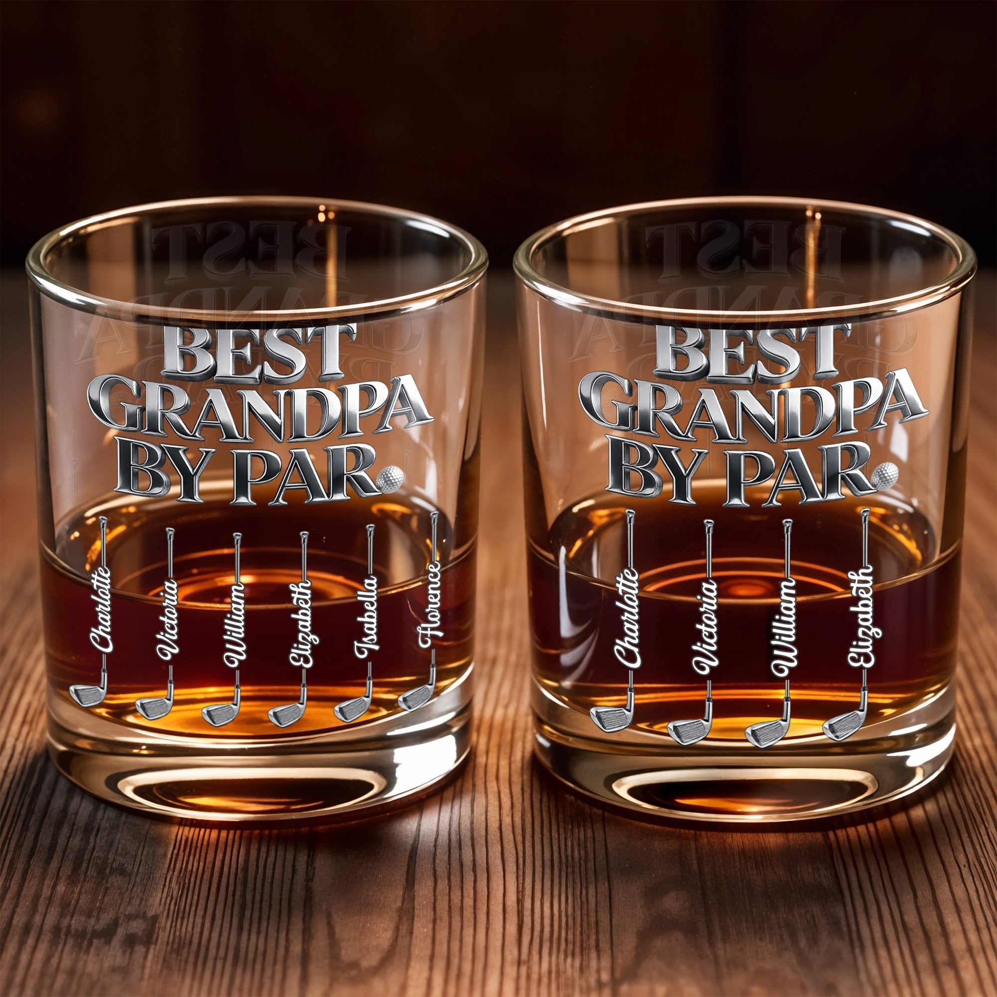 Best Grandpa By Par Custom Golf Clubs And Ball - Personalized Custom Whiskey Glass - DAD671_RWG