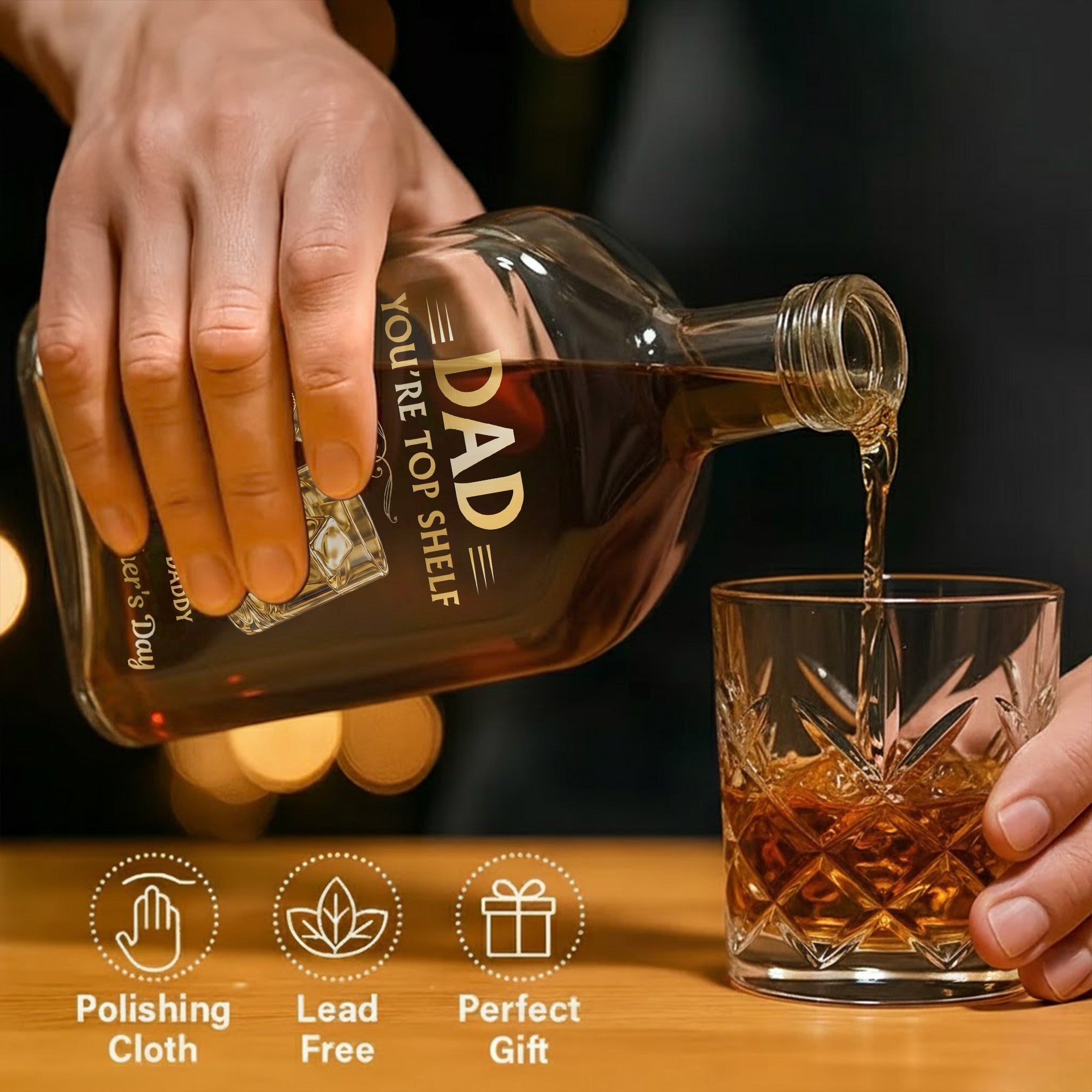 Dad You're Top Shelf Happy First Father's Day Whiskey Glass And Baby Bottle - Personalized Whiskey Bottle - DAD683_WHIBA