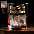 The Dogfather Custom Photo With Dog Bones Design - Personalized Custom Whiskey Glass - DAD689_RWG