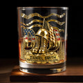 Dad The Veteran The Myth The Legend With Golden Boots And Flag - Personalized Custom Whiskey Glass - DAD712_RWG