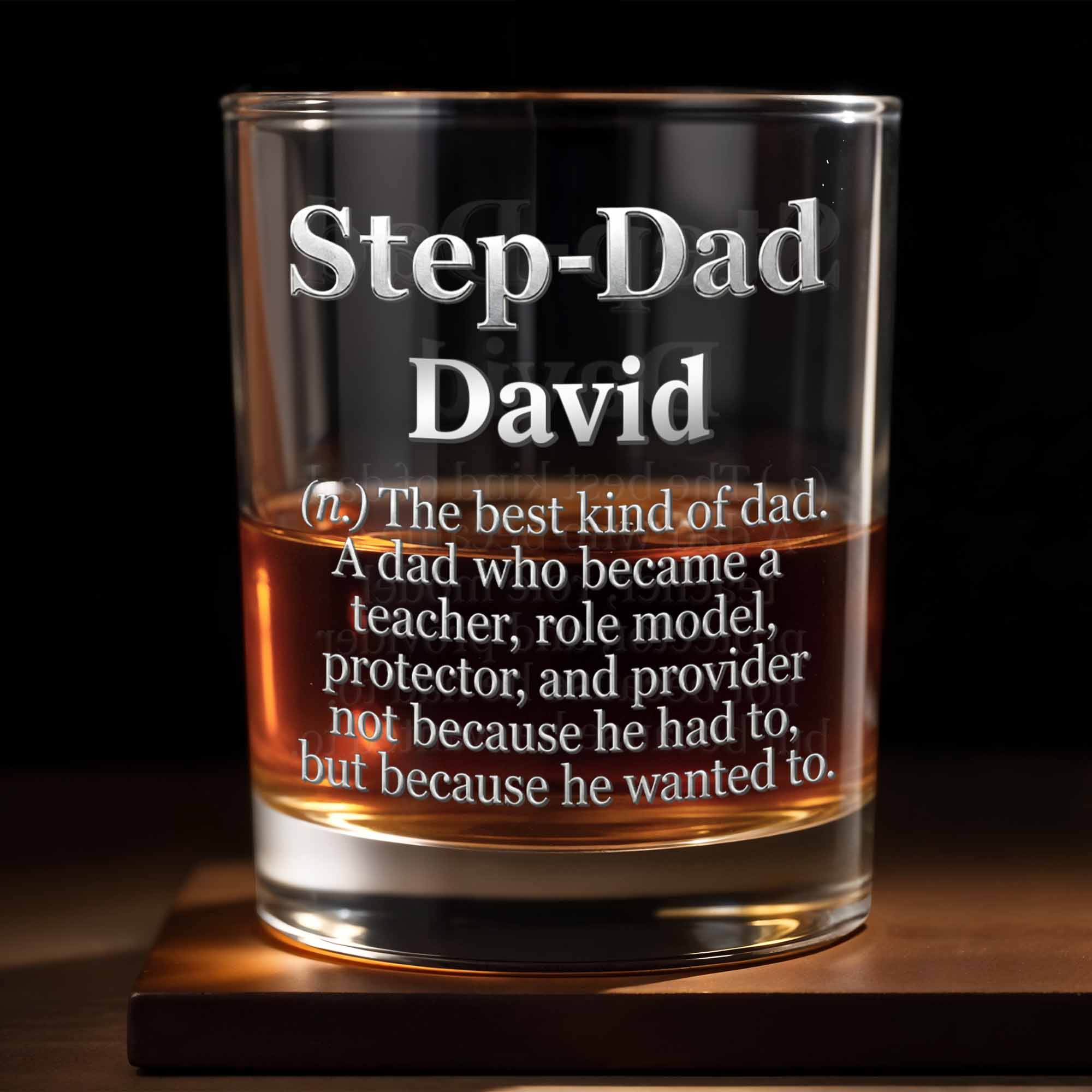 Step Dad The Best Kind Of Dad Definition Typography - Personalized Custom Whiskey Glass - DAD772_RWG