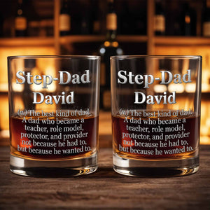 Step Dad The Best Kind Of Dad Definition Typography - Personalized Custom Whiskey Glass - DAD772_RWG