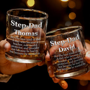 Step Dad The Best Kind Of Dad Definition Typography - Personalized Custom Whiskey Glass - DAD772_RWG